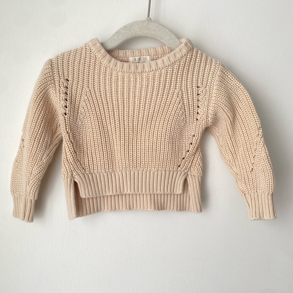 The Simple Folk Sweater Baby 0 - 3 Months 100% Cotton Knit Jumper Cream